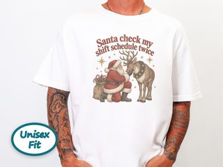 Vintage Santa Reindeer Shift Schedule funny shirt - photo 1