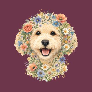 Labradoodle Floral Face Dog T-Shirt - Watercolor Crown Wreath Art