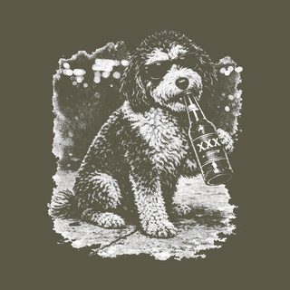 Aussiedoodle Drinking Beer Funny Dog Lover Party T-Shirt Gift