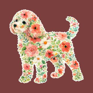 Cavapoo Floral Silhouette Watercolor Dog Lover Pet Illustration Tee
