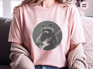 Raccoon Playing Electric Guitar funny shirt - photo 6