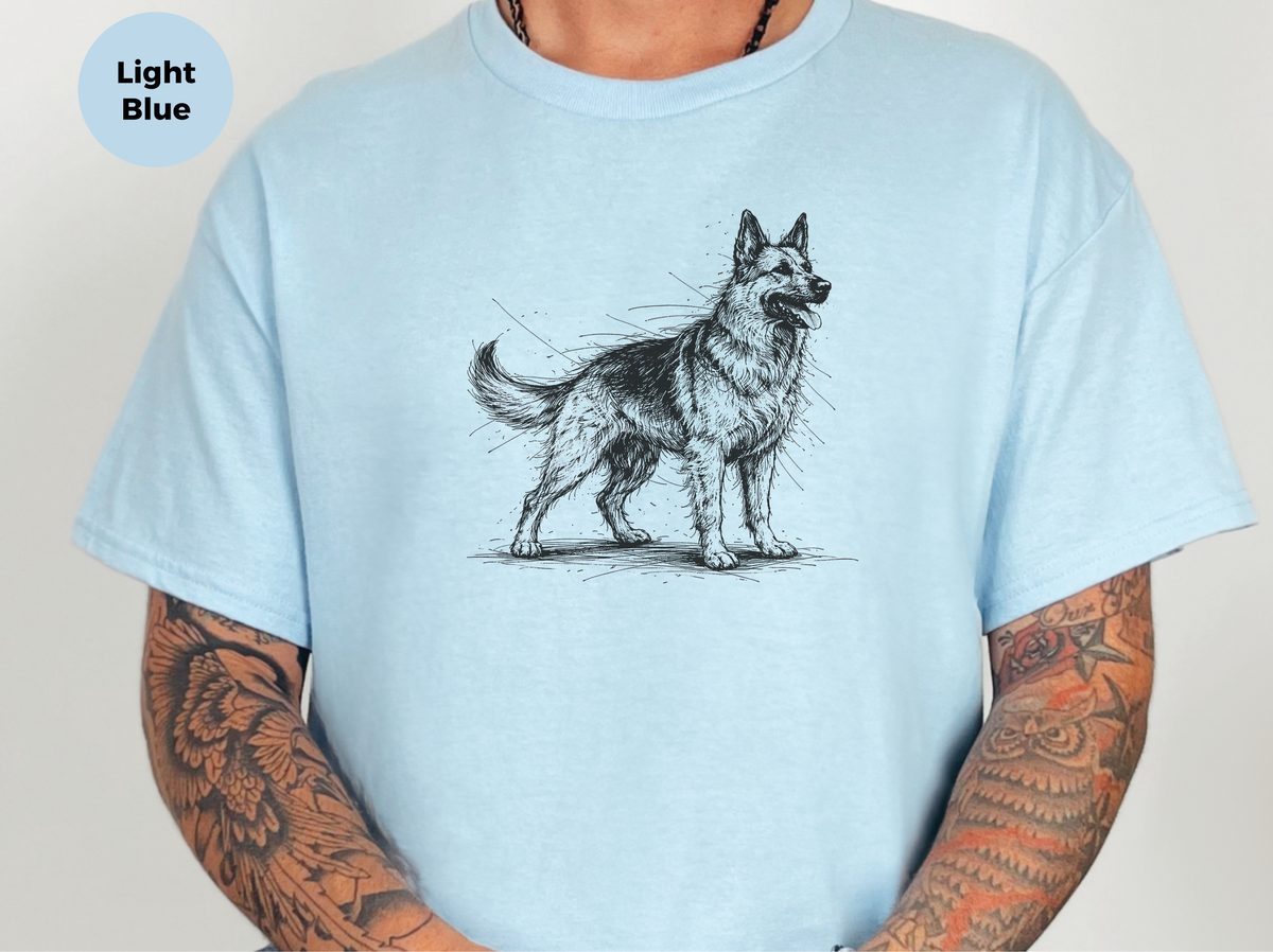 Loyal Guardian German Shepherd Sketch Art T-Shirt for GSD Lovers