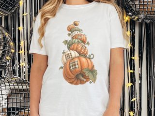 Stacked Patchwork Pumpkins Watercolor funny shirt - photo 2