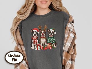 Three Boston Terriers Christmas doodle dog shirt - photo 4