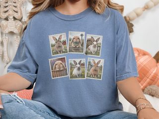 Vintage Bunny Postage Stamps funny shirt - photo 8
