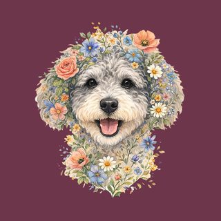 Comfort Colors Schnoodle Floral Face Dog Art Watercolor T-Shirt Gift