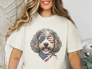 Patriotic Aussiedoodle Sunglasses Bandana doodle dog shirt - photo 6