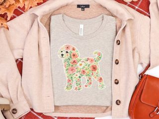 Maltipoo Floral Silhouette doodle dog shirt - photo 8