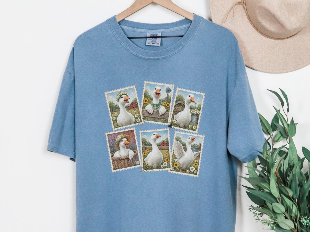 Vintage Goose Postage Stamps Collage Comfort Colors Graphic T-Shirt