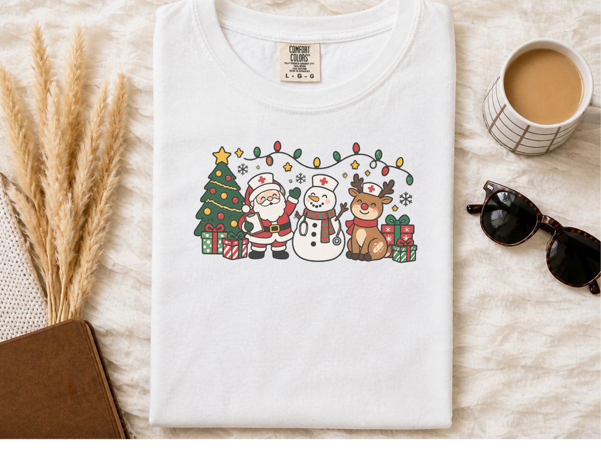 Christmas Nurse Squad Lineup Cute Holiday Christmas Nurse Tee