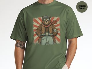 Bear on a Vespa funny shirt - photo 8