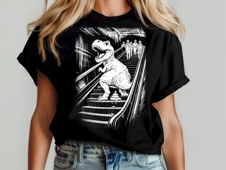 T-Rex Dinosaur Pooping On An Escalator funny shirt - photo 4