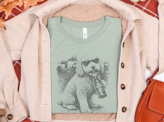 Labradoodle Drinking Beer doodle dog shirt - photo 5