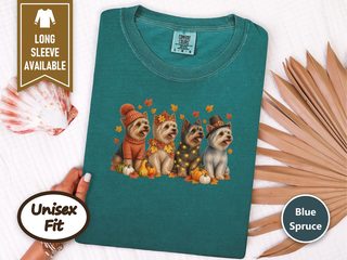 Four Yorkie Autumn Lineup doodle dog shirt - photo 7
