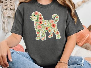 Comfort Colors Schnoodle Floral Silhouette doodle dog shirt - photo 3