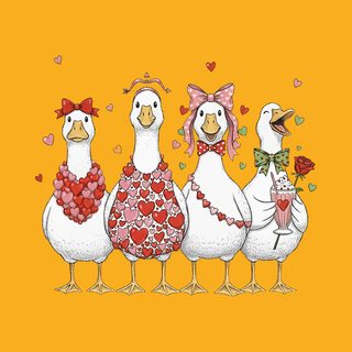 Funny Geese Valentines Day Shirt with Hearts and Romantic Bows