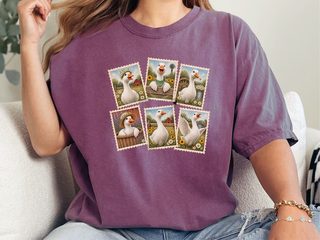 Vintage Goose Postage Stamps Collage funny shirt - photo 4