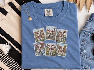 Vintage Postage Stamp Cows funny shirt - photo 7
