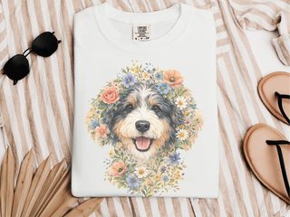 Comfort Colors Aussiedoodle Floral Portrait doodle dog shirt - photo 1