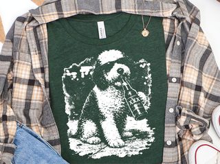 Sheepadoodle Drinking Beer doodle dog shirt - photo 4