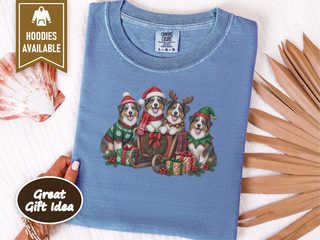 Christmas Australian Shepherds Sleigh Group doodle dog shirt - photo 8