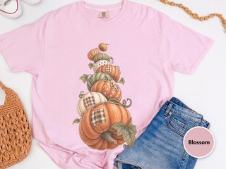 Stacked Patchwork Pumpkins Watercolor funny shirt - photo 6