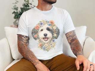 Sheepadoodle Floral Face doodle dog shirt - photo 1