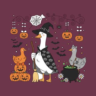 Comfort Colors Witch Goose Ducks Halloween Spooky Season Tee