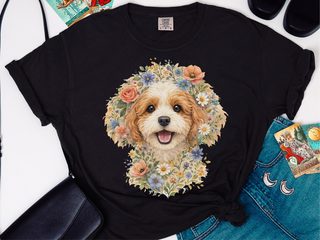 Comfort Colors Cavapoo Floral Face doodle dog shirt - photo 2