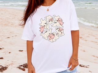 Cute Ghost Playing With Pig funny shirt - photo 3