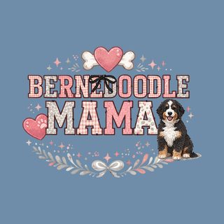 Comfort Colors Bernedoodle Mama Heart Dog Bone Crest Vintage Tee Gift