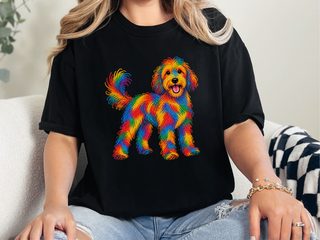 Colorful Rainbow Labradoodle Dog doodle dog shirt - photo 3