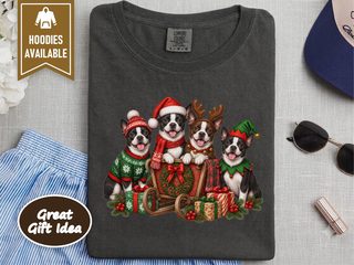 Boston Terriers Christmas Sleigh doodle dog shirt - photo 1