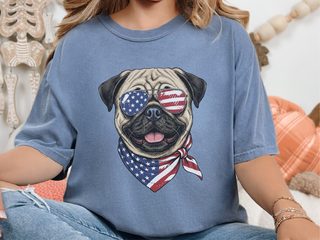 Patriotic American Flag Pug doodle dog shirt - photo 5
