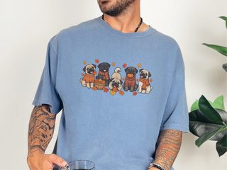 Autumn Pugs Fall Activities doodle dog shirt - photo 7