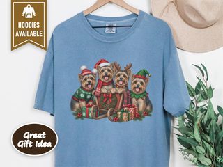 Yorkie Christmas Sleigh Group doodle dog shirt - photo 6