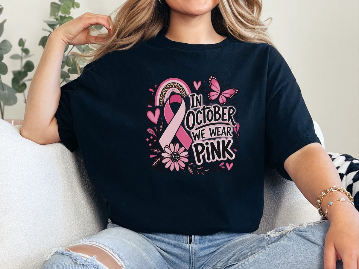 Pink Ribbon Butterfly Boho Rainbow Breast Cancer Awareness Shirt