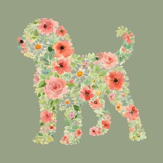 Golden Doodle Floral Silhouette Watercolor Pet Lover Dog Tee