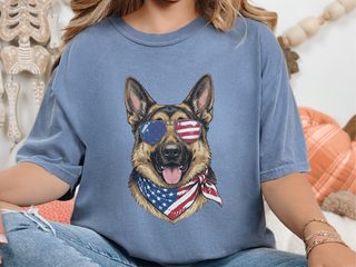 Patriotic German Shepherd Portrait doodle dog shirt - photo 5