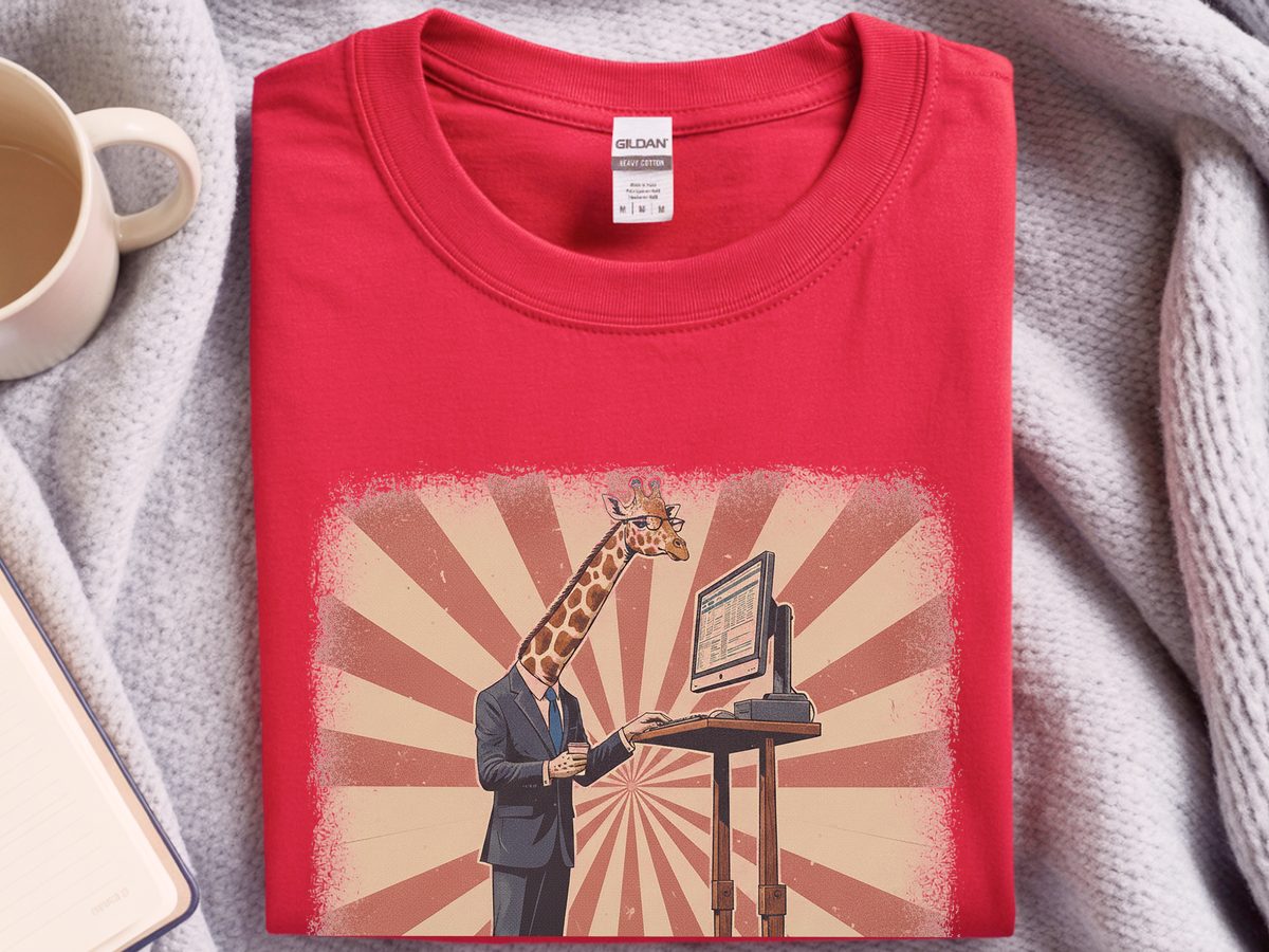 Corporate Giraffe Standing Desk Office Humor Professional Animal Shirt