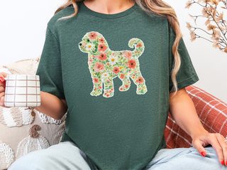 Schnoodle Floral Silhouette Design doodle dog shirt - photo 3
