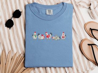 Festive Christmas Lineup Chickens funny shirt - photo 7