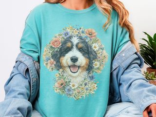 Comfort Colors Bernedoodle Floral Crown Portrait doodle dog shirt - photo 8