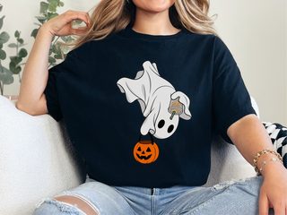 Flying Ghost Coffee Pumpkin Bucket funny shirt - photo 2