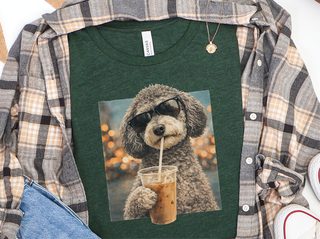 Schnoodle Drinking Iced Coffee Cool Dog doodle dog shirt - photo 4