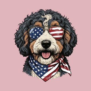 Patriotic Bernedoodle Dog Portrait Comfort Colors 1717 T-Shirt