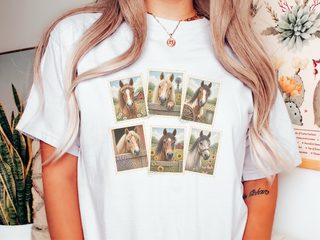 Vintage Horse Postage Stamp Collage funny shirt - photo 1