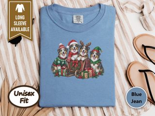 Christmas Australian Shepherds Sleigh Group doodle dog shirt - photo 6