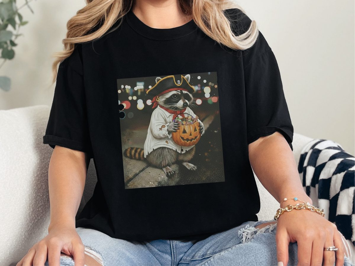 Spooky Trash Panda Raccoon Pirate Halloween Candy Bucket T-Shirt