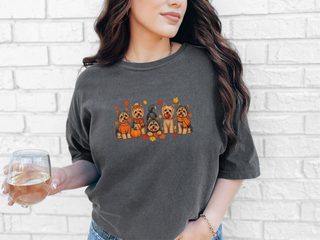 Fall Yorkies Autumn Squad doodle dog shirt - photo 5